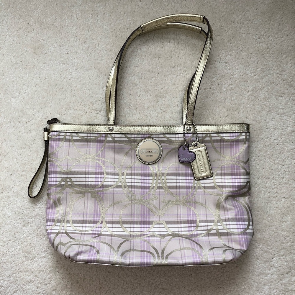 COACH plaid tartan tote🌟💜
